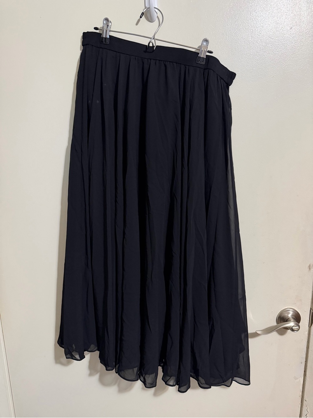 Adrianna Papell Black Pleated Chiffon Maxi Skirt